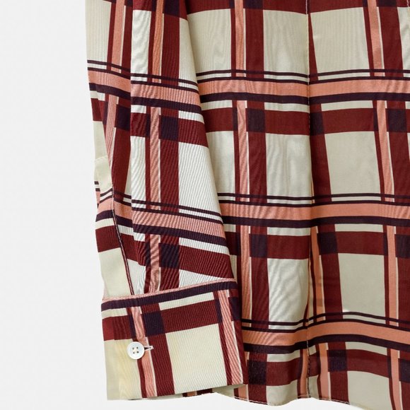 Marni Cream Plaid Silk Blouse - Picture 8 of 13